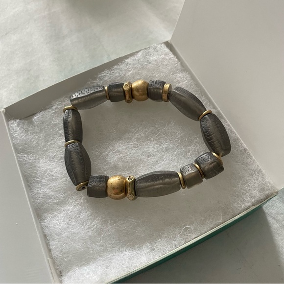 Stella & Dot Brix Gray & Gold Stretch Bracelet - Picture 3 of 3